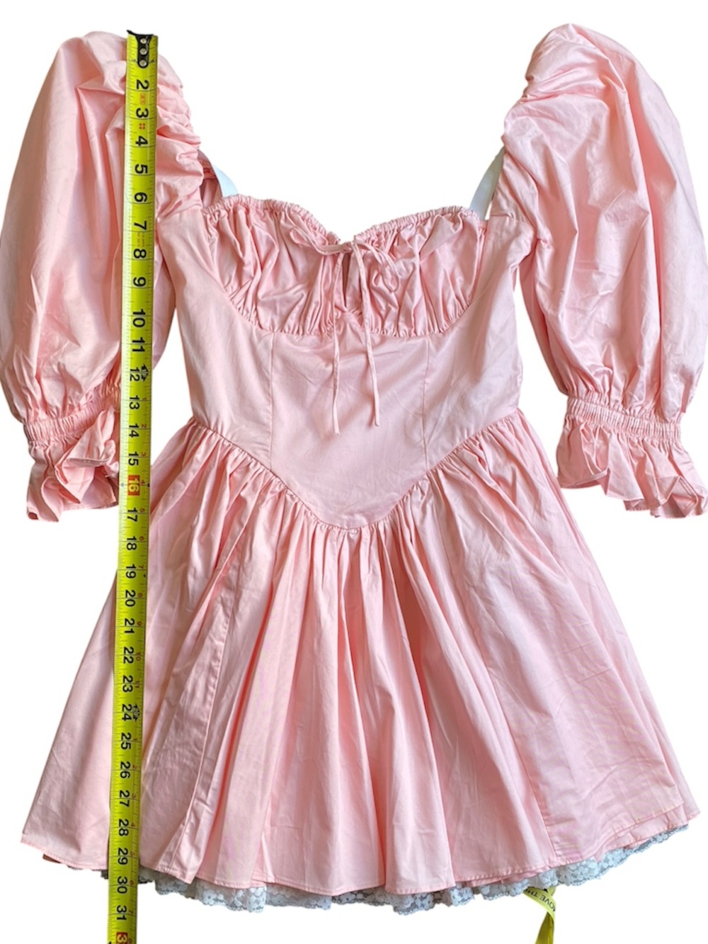 NWT Alieva Aliava Marcia Vintage Pleated Cotton Mini Dress Size XS Puff Sleeve - Picture 7 of 16